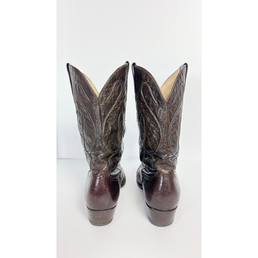 Men's Brown Leather Western Cowboy Boots - Picture 4 of 7